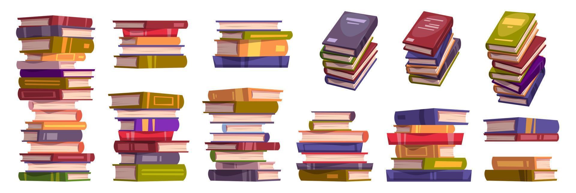 Cartoon set of book stacks on white background vector