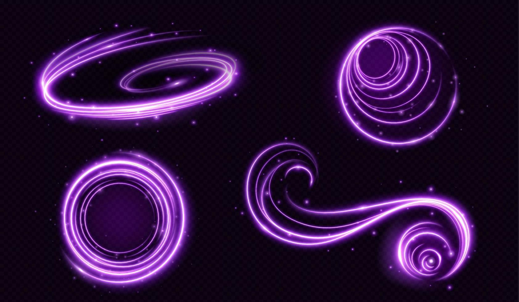 Realistic set of purple light motion effects vector