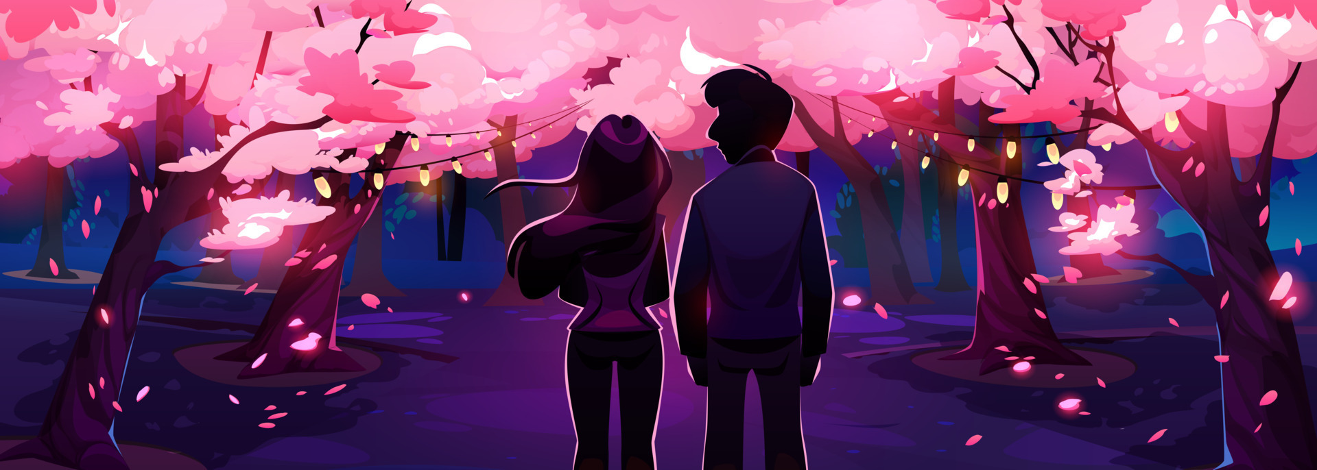 Holding Hands, Cherry Blossom Background - premium anime pfp couple  aesthetic - Image Chest - Free Image Hosting And Sharing Made Easy