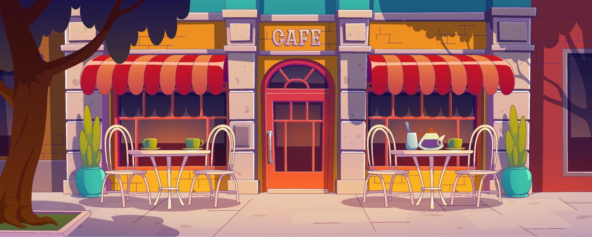 Outdoor cafe, coffee shop on city street vector