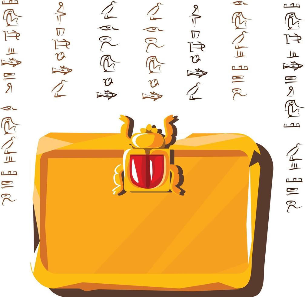 Stone board, clay tablet and Egyptian hieroglyphs vector