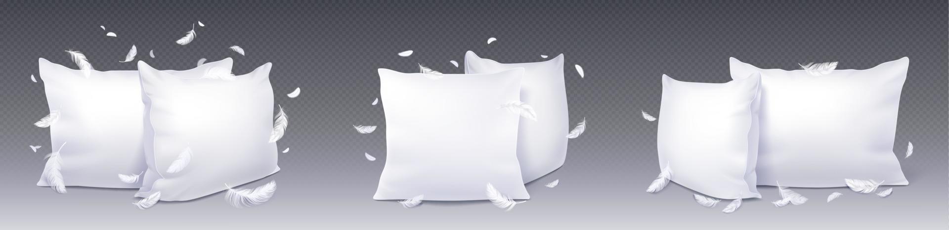 White square pillow realistic, top side view vector