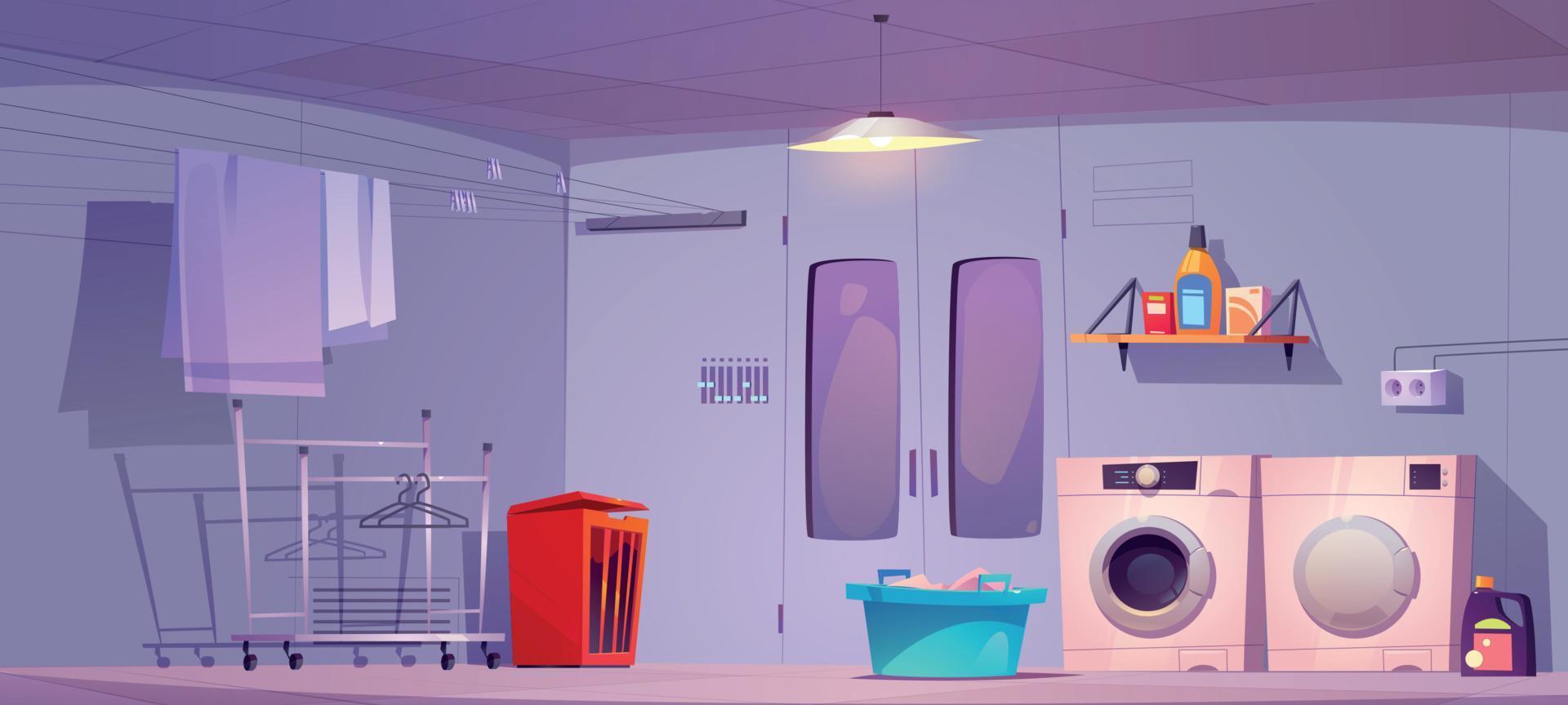 dibujos animados lavandería habitación interior diseño vector