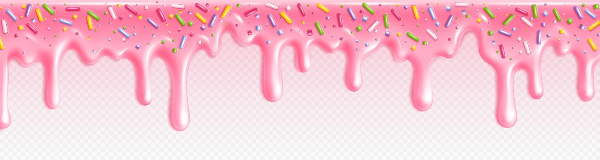 Pink strawberry donut icing glaze with candy melt vector