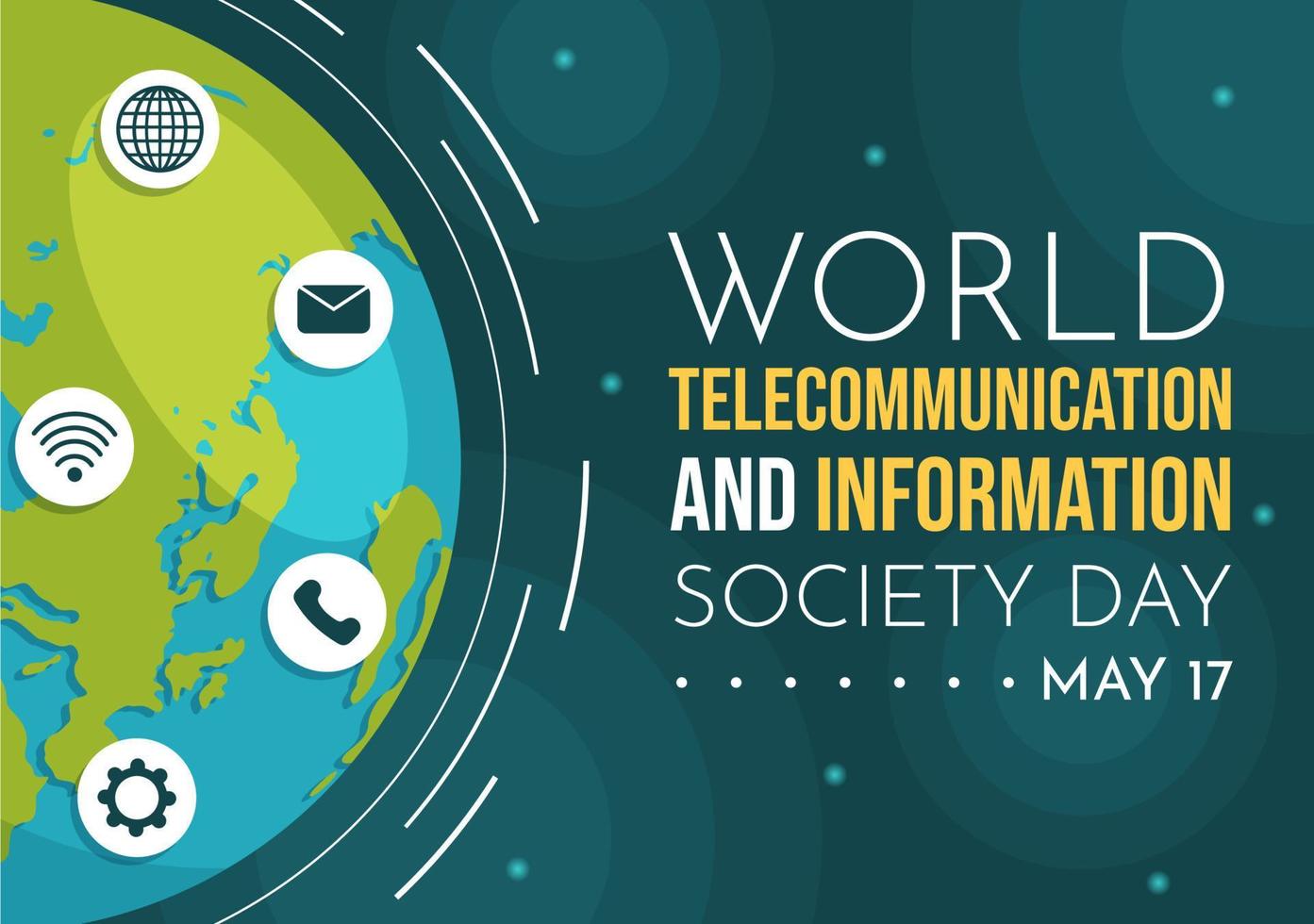 World Telecommunication and Information Society Day on May 17 Illustration with Communications Network Across Earth Globe in Hand Drawn Templates vector