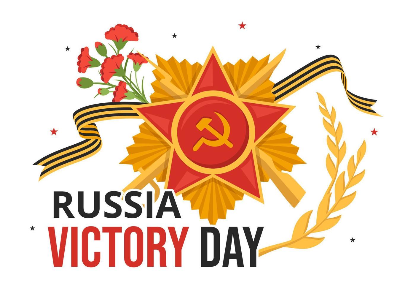 Russian Victory Day on May 9 Illustration with Medal Star Of The Hero and Great Patriotic War in Flat Cartoon Hand Drawn for Landing Page Templates vector