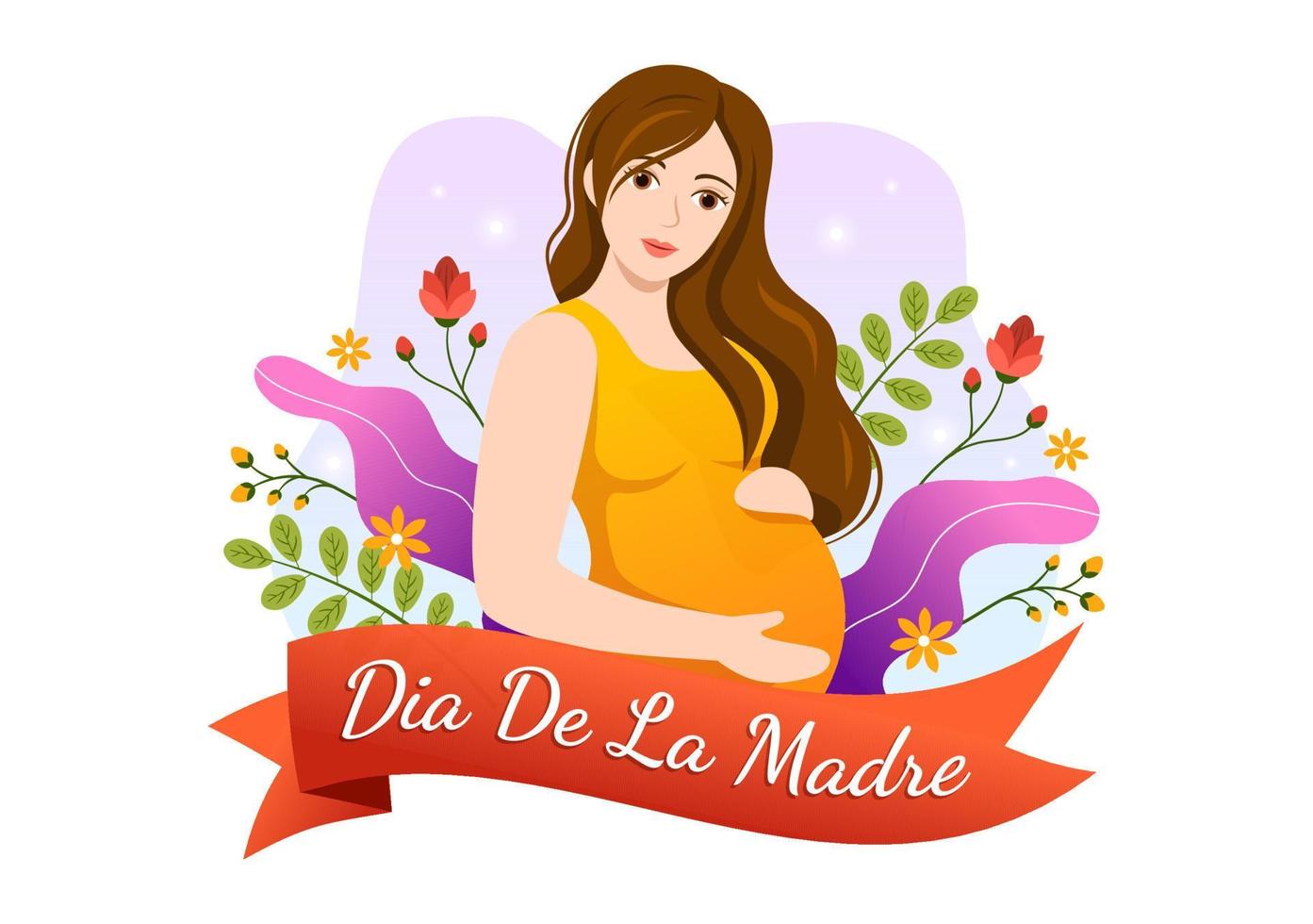 Feliz Dia De La Madre Illustration with Celebrating Happy Mother Day and Cute Kids in Flat Cartoon Hand Drawn for Web Banner or Landing Page Templates vector