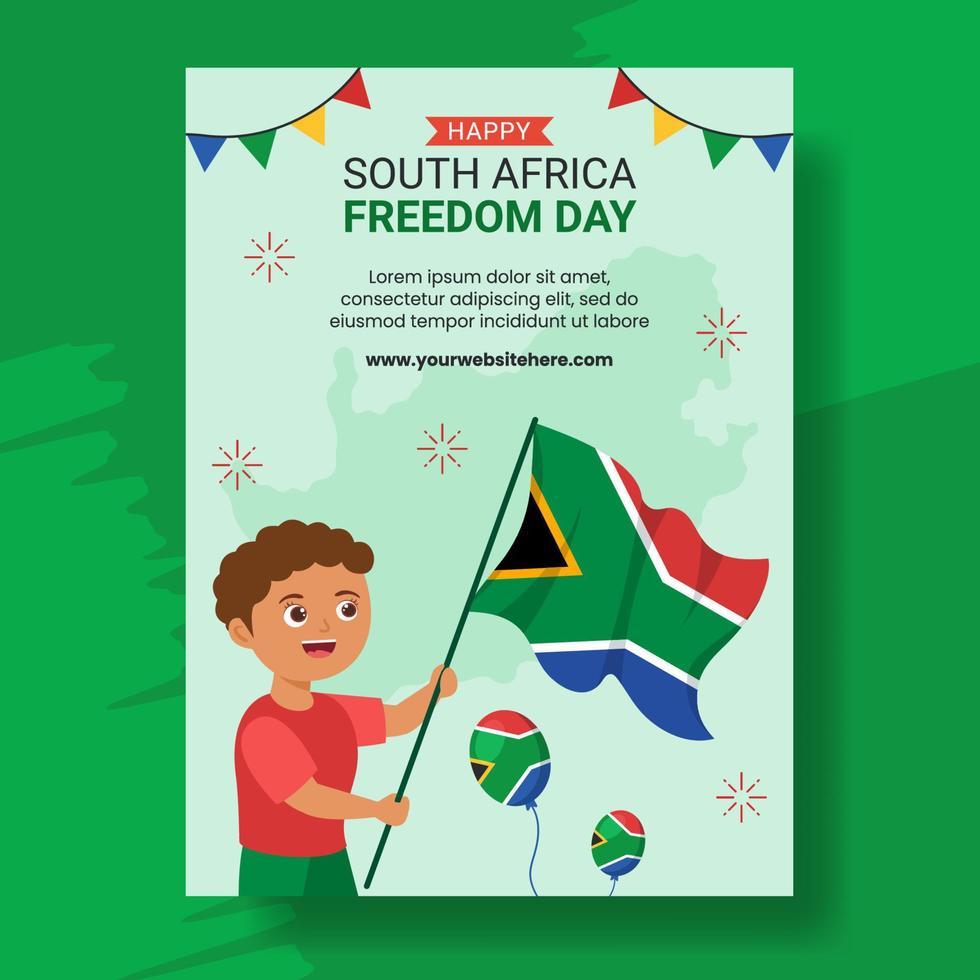 Happy South Africa Freedom Day Vertical Poster Cartoon Hand Drawn Templates Background Illustration vector