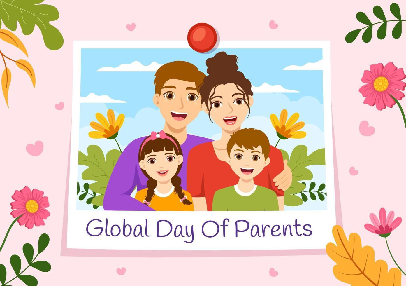 Global Day of Parents Illustration with Importance of Being a Parenthood and its Role in Kids in Flat Cartoon Hand Drawn for Landing Page Template vector