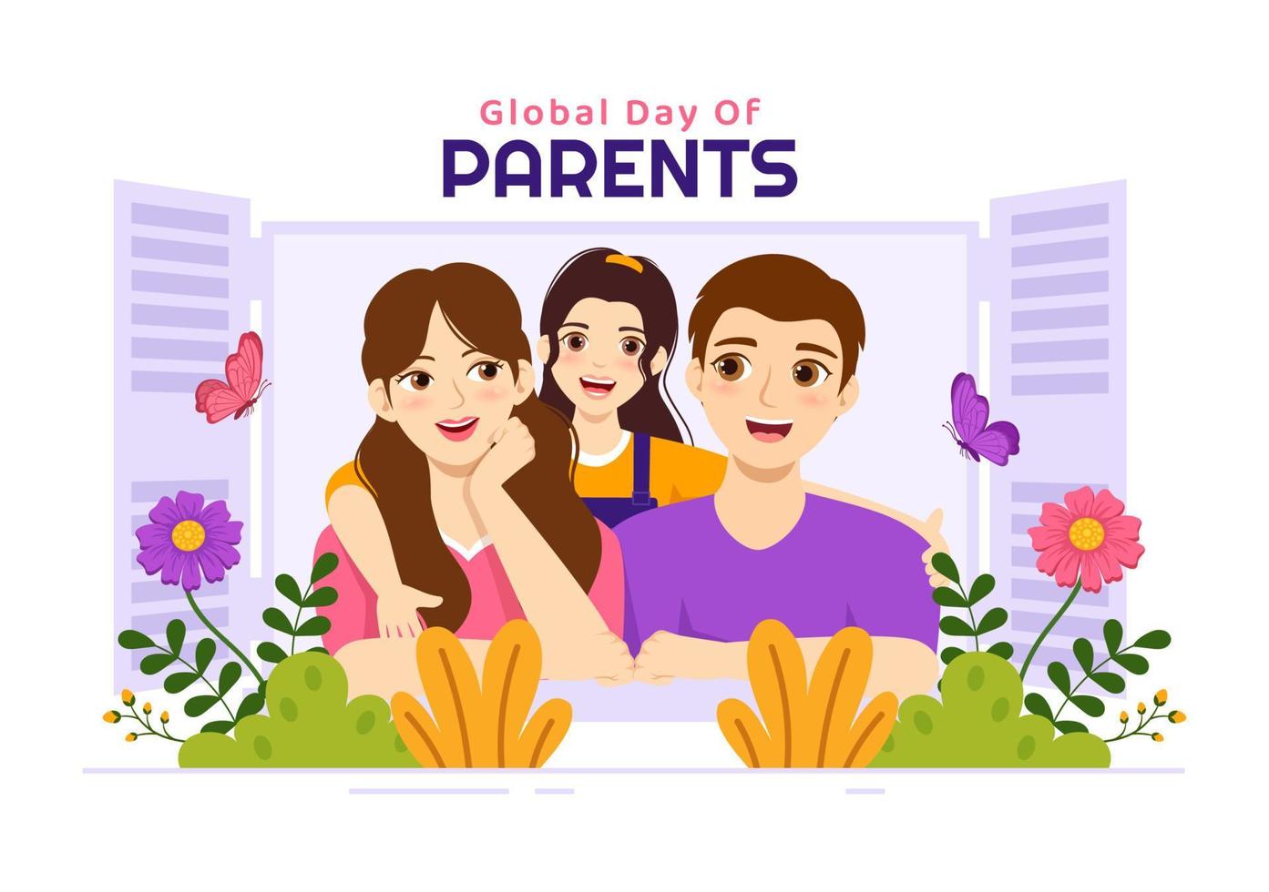 Global Day of Parents Illustration with Importance of Being a Parenthood and its Role in Kids in Flat Cartoon Hand Drawn for Landing Page Template vector