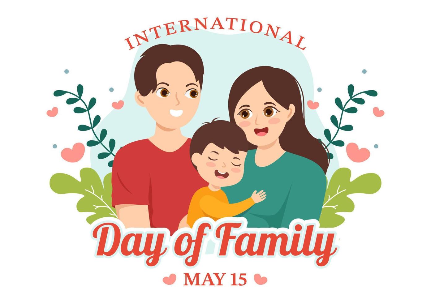 International Day of Family Illustration with Kids, Father and Mother for Web Banner or Landing Page in Flat Cartoon Hand Drawn Templates vector