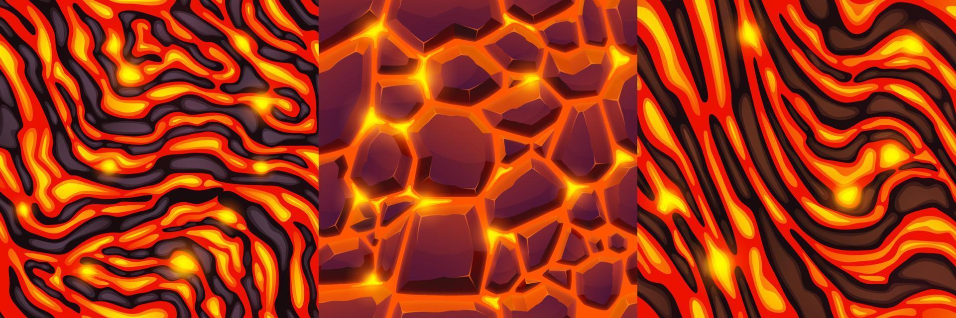 texturas de lava, magma y piedras vector