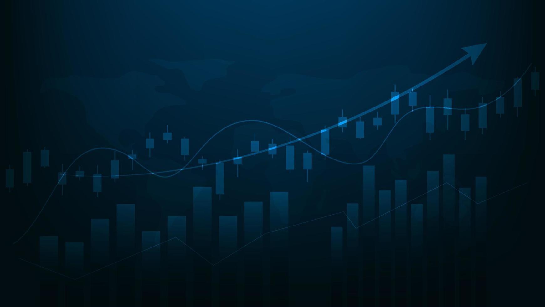 Financial business statistics with bar graph and candlestick chart show stock market price vector