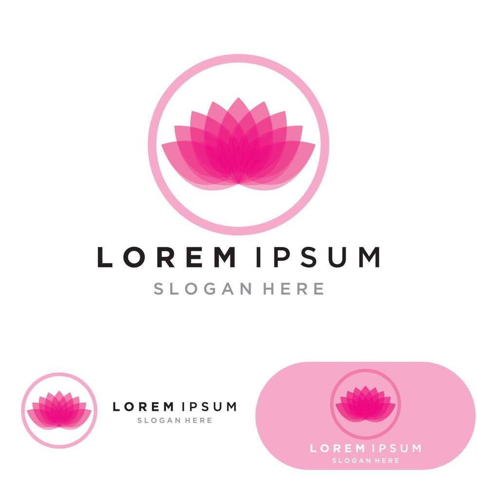 yoga logo design stock. human meditation in lotus flower vector illustration