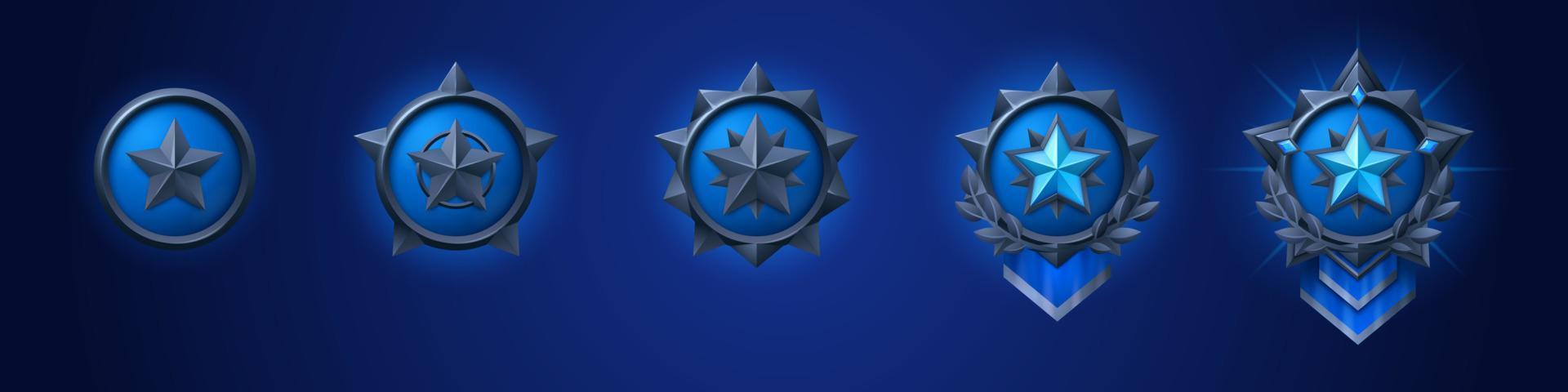 militar insignias rango azul Insignia para 3d juego vector