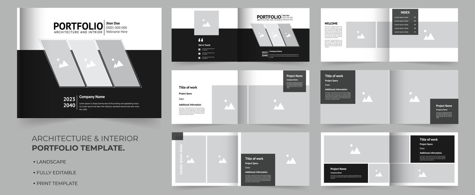 Architecture and interior portfolio A4 landscape vector