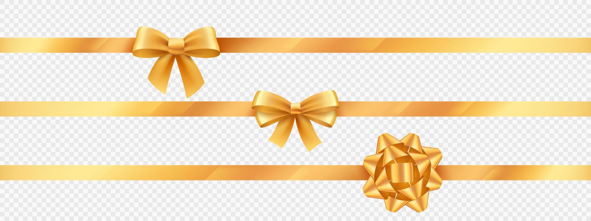 Gold ribbon knot for present. 3d Package gift bow 21493617 Vector Art at Vecteezy