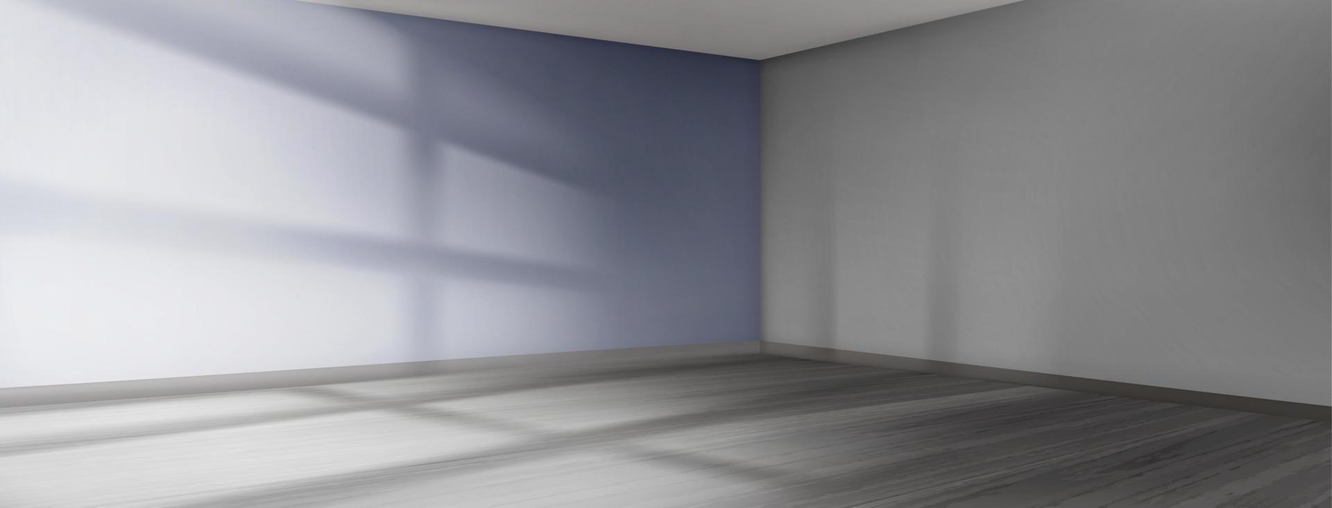 Empty room with blue wall and window light effect vector