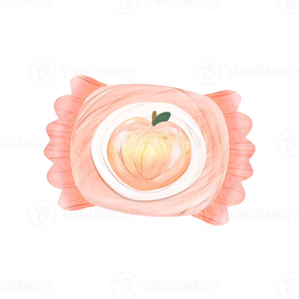 Cute peach candy stationary sticker oil painting png