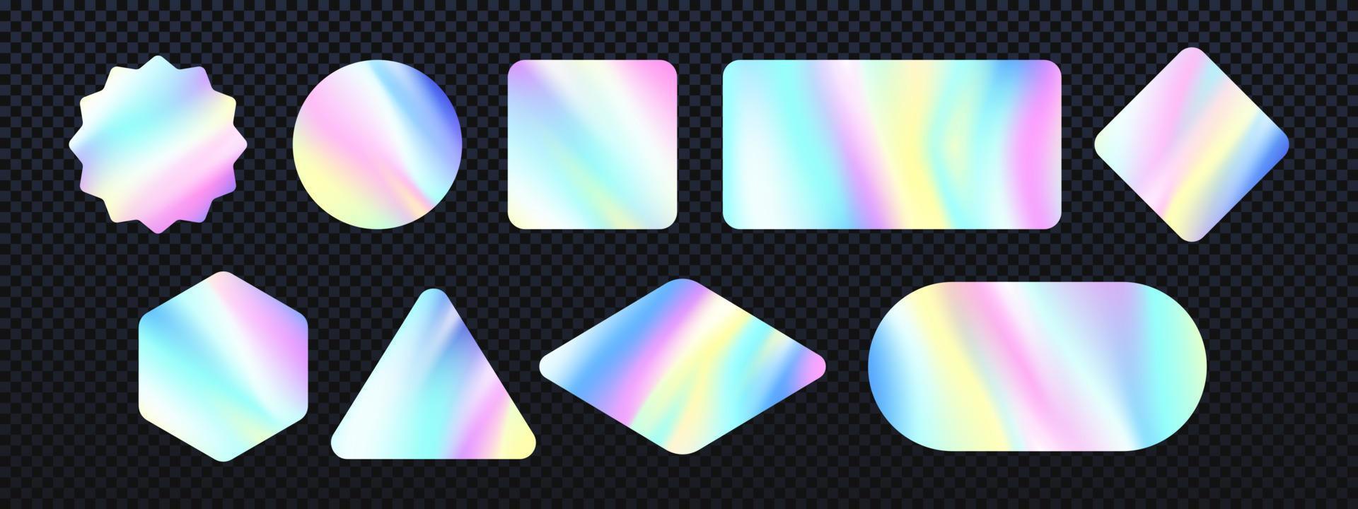 holográfico iridiscente textura pegatina o etiqueta, vector
