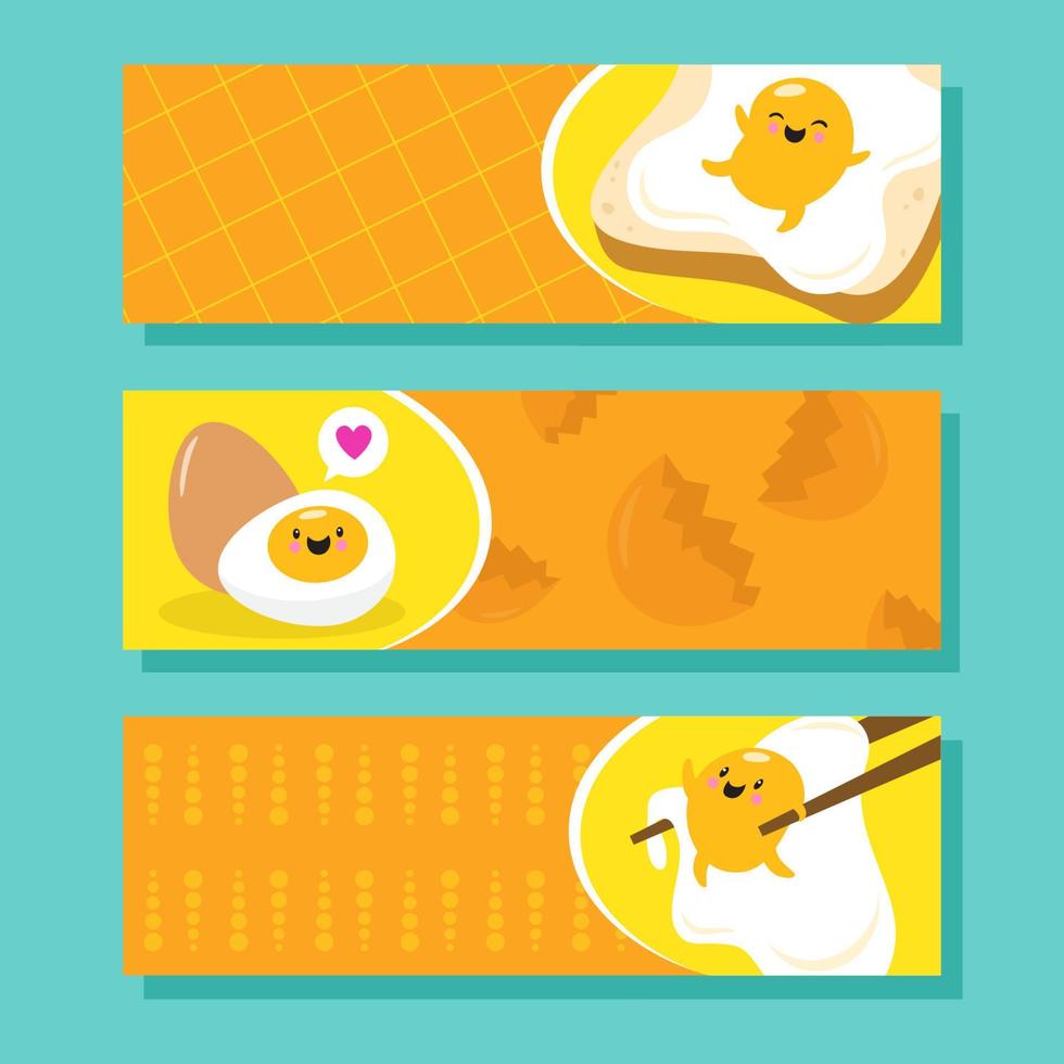 Kawaii Egg Yolk Banners Set vector