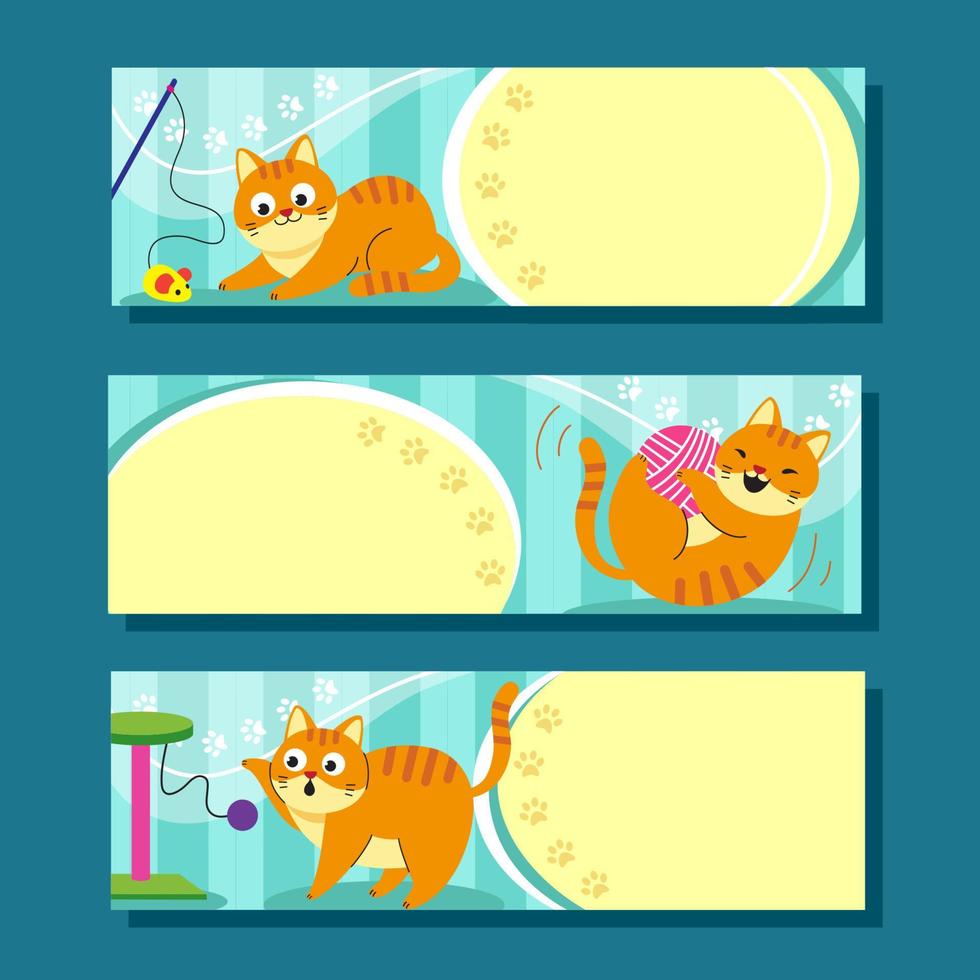 Cute Orange Cat Banner vector