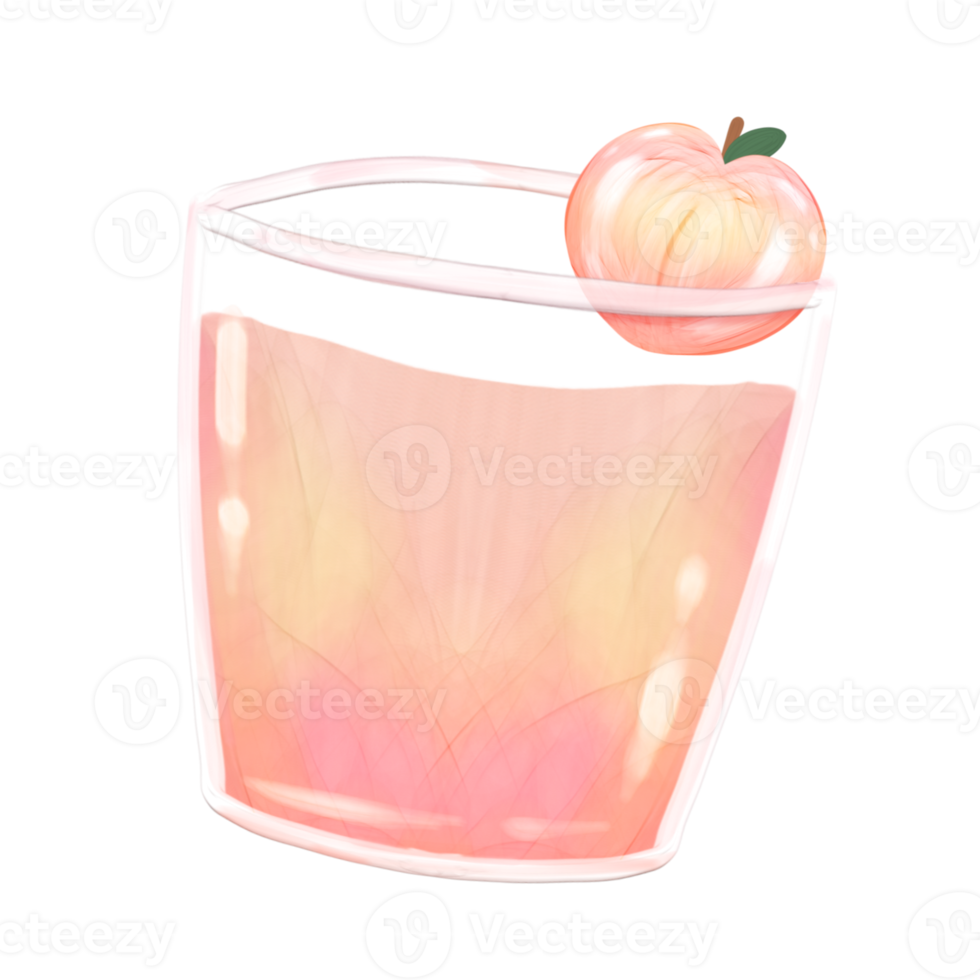 Cute peach drink stationary sticker oil painting 21493681 PNG