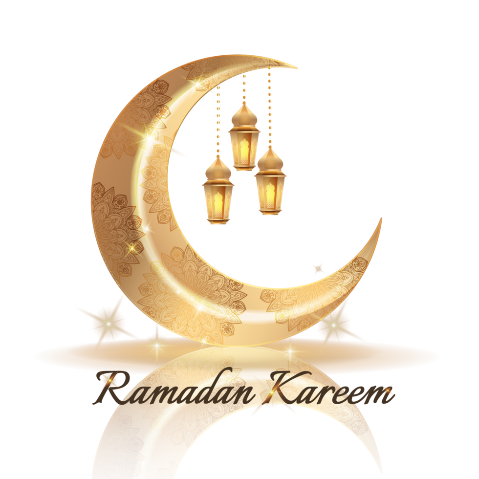 Ramadan Kareem With Crescent Moon and Lamp png