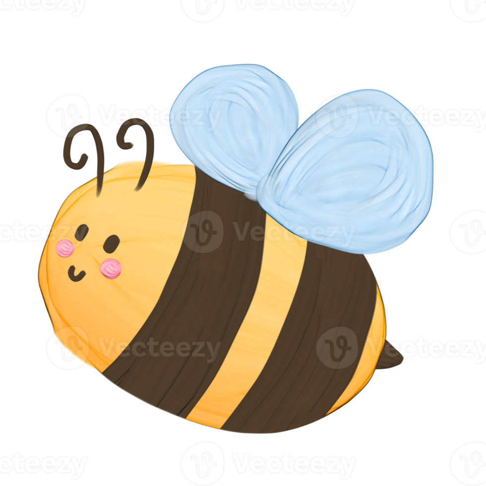 schattig honing bij stationair sticker olie schilderij png
