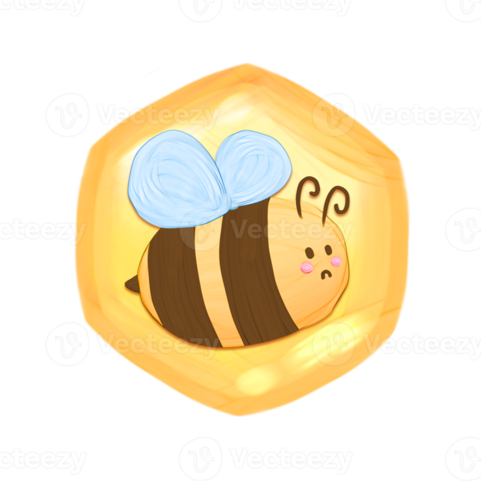 Cute honey bee stationary sticker oil painting png