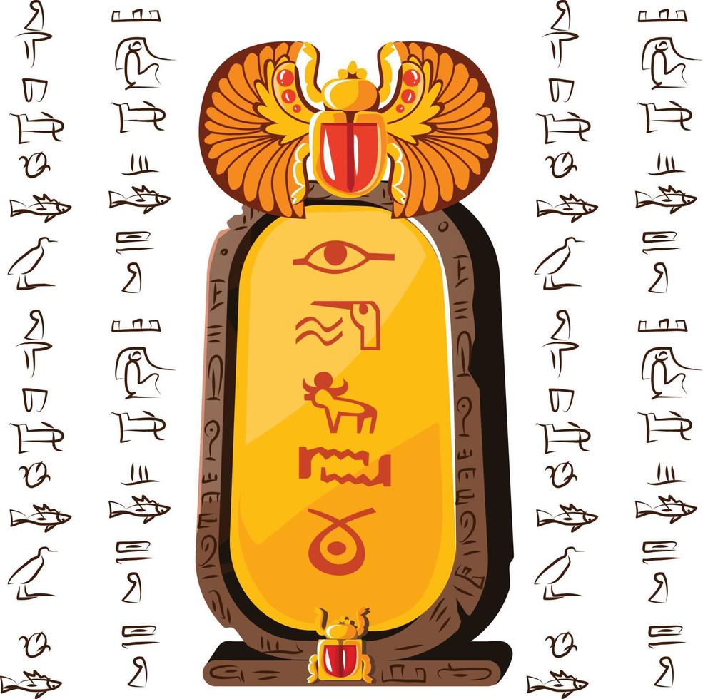 Stone board, clay tablet and Egyptian hieroglyphs vector