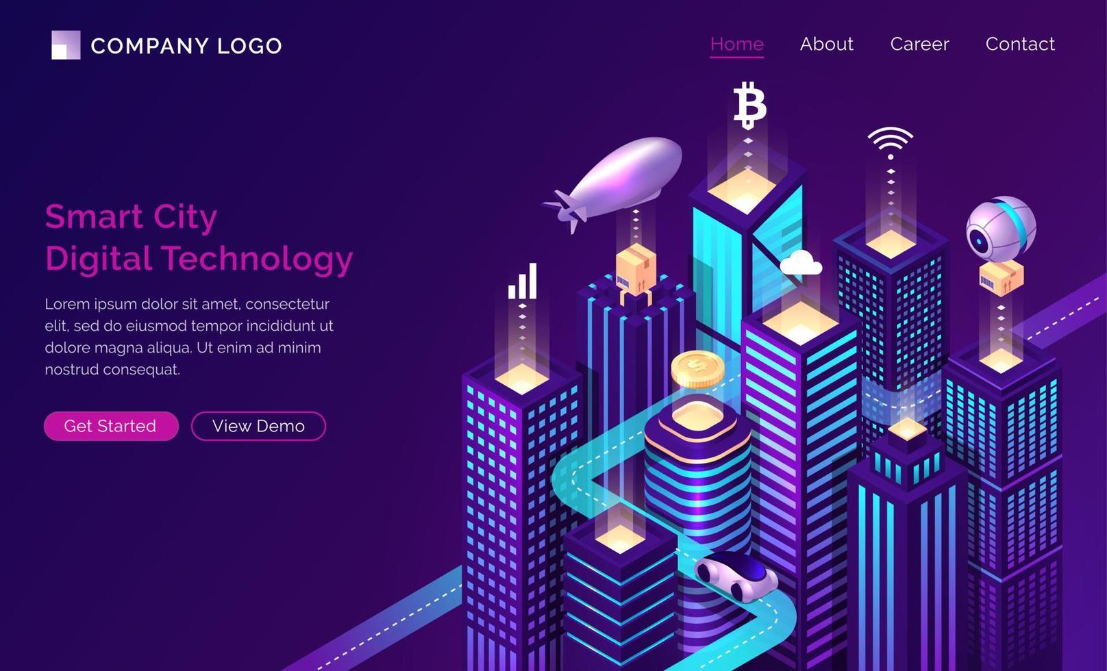 Smart city infrastructure iot technology isometric vector