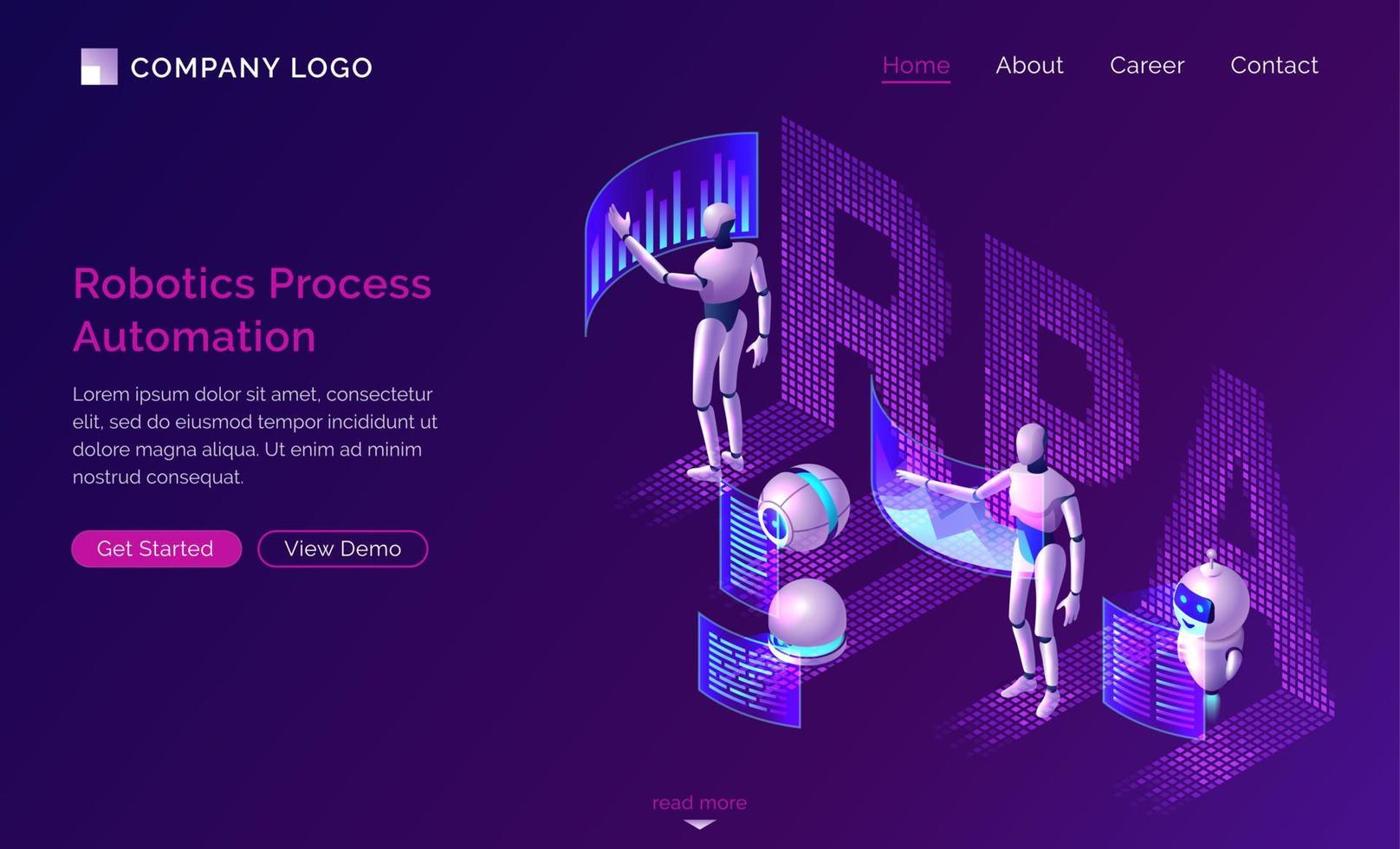 Robotic process automation isometric concept vector
