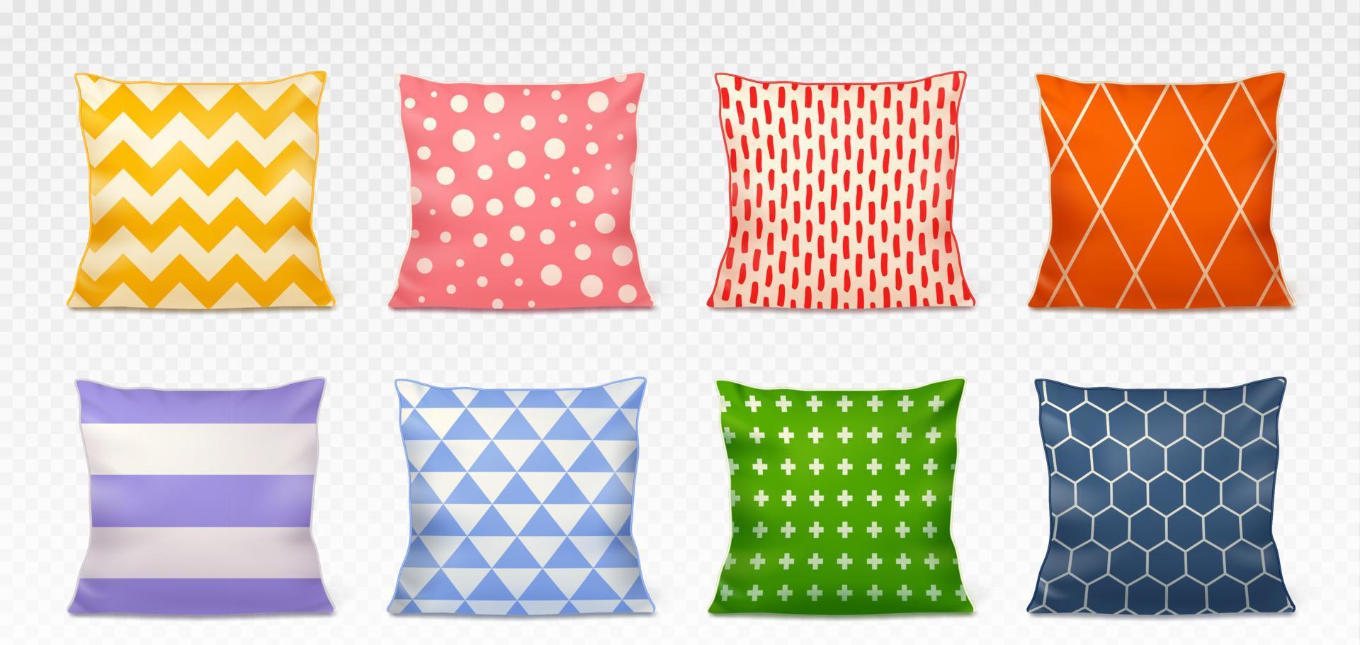 Color square pillows, various pattern vector