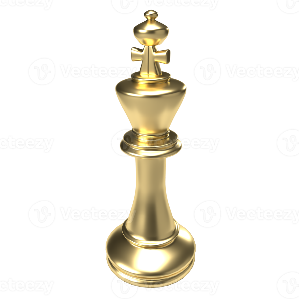 The gold king chess png image 3d rendering