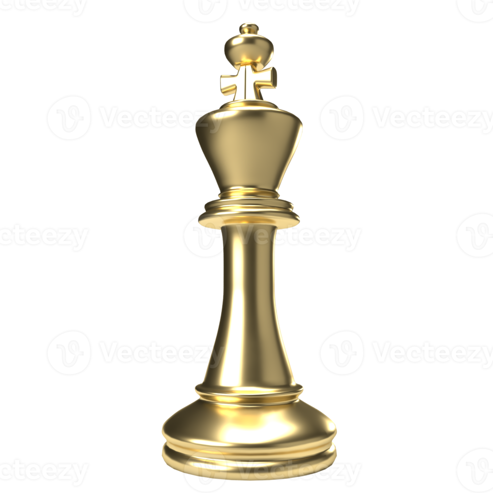 The gold king chess png image 3d rendering