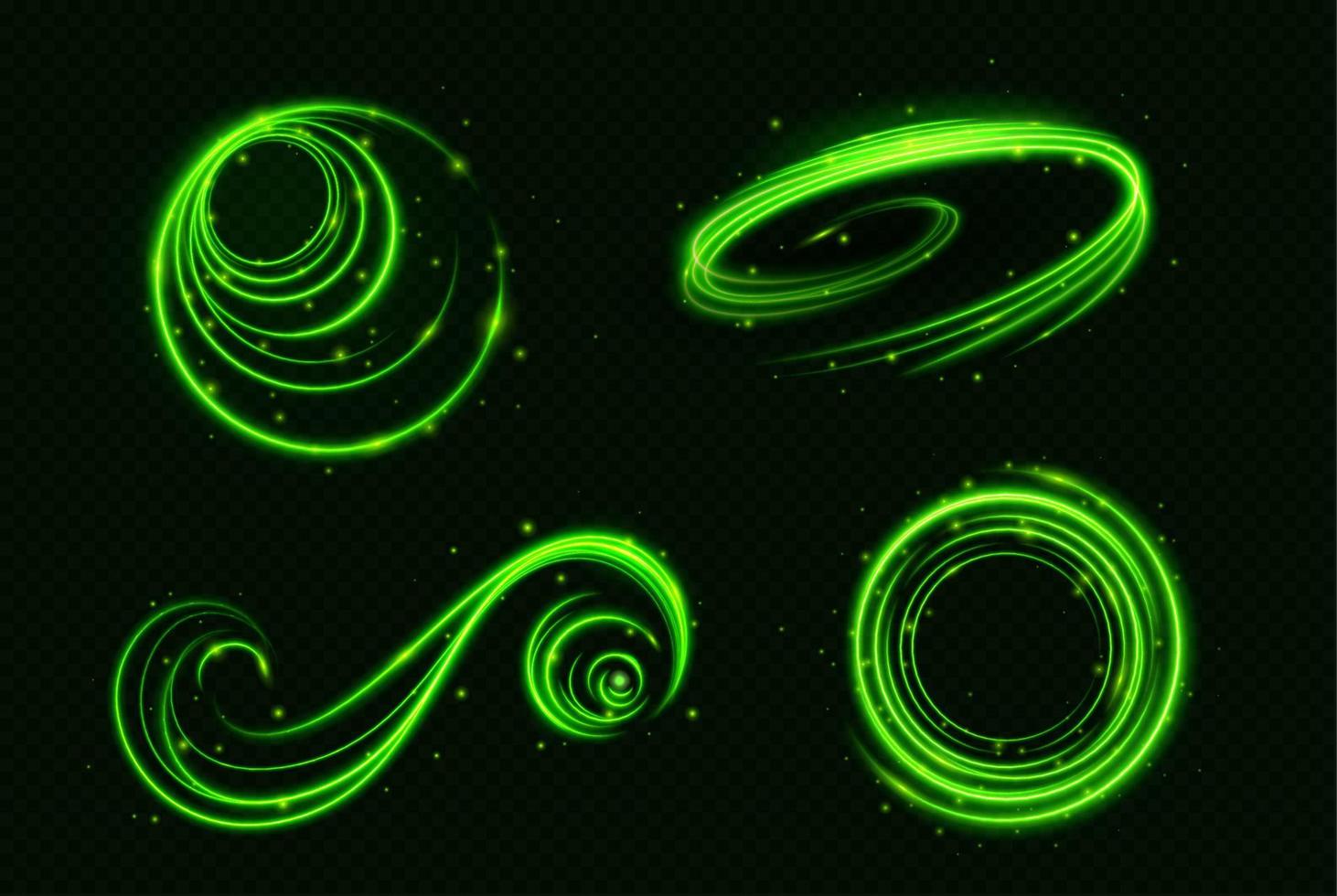 Green game healing swirl light vector effect.