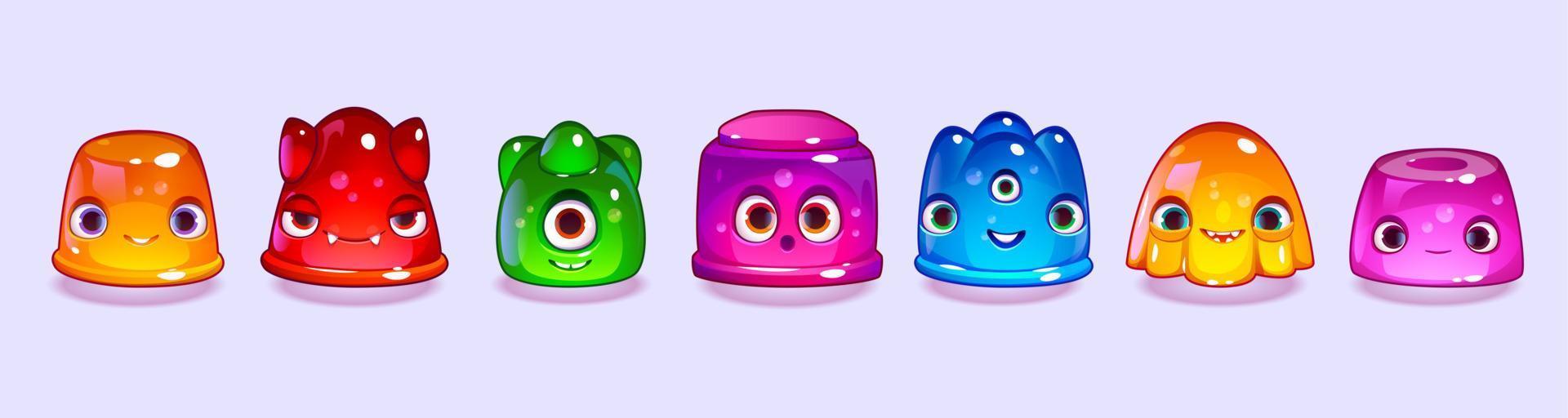 Cartoon set of cute jelly game characters vector