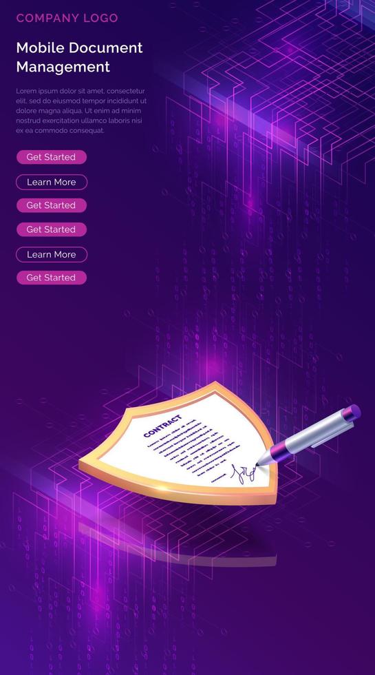 Mobile document manager or e-signature concept vector