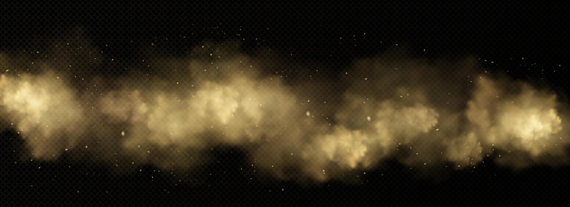 Brown dust, sand and smoke clouds vector