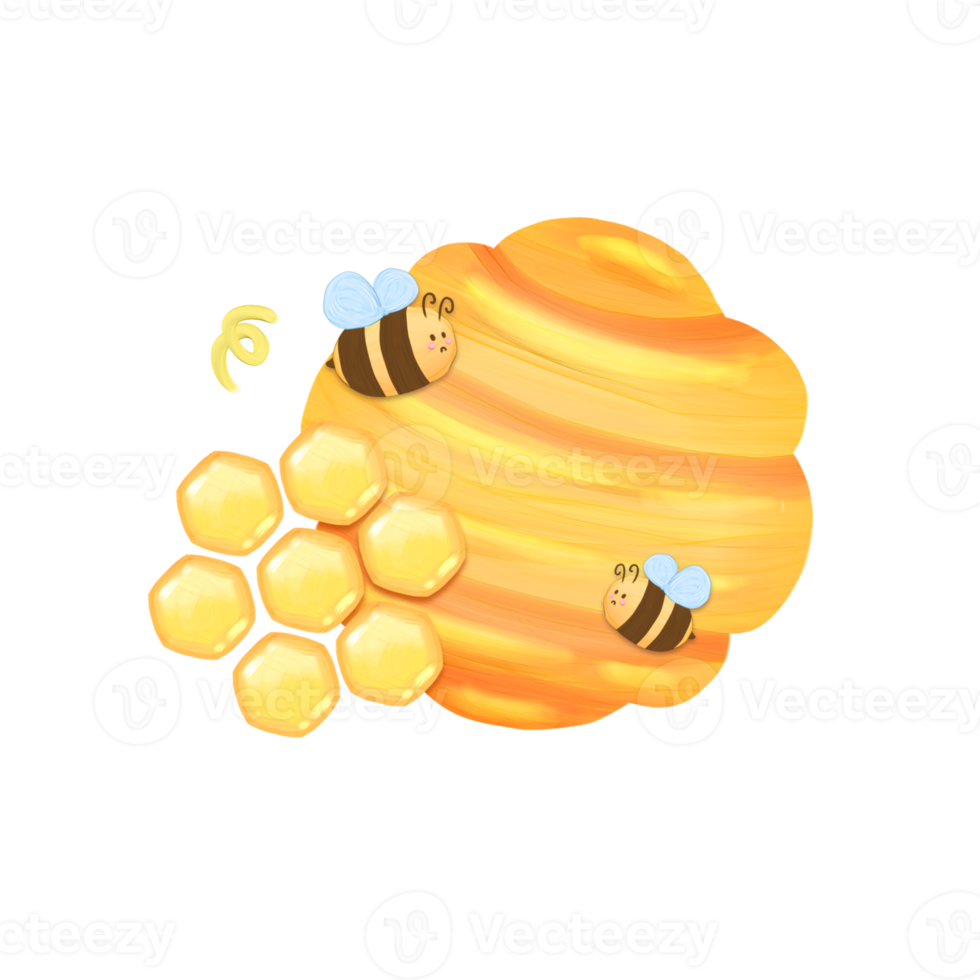 süß Bienenwabe und Biene stationär Aufkleber Öl Gemälde png