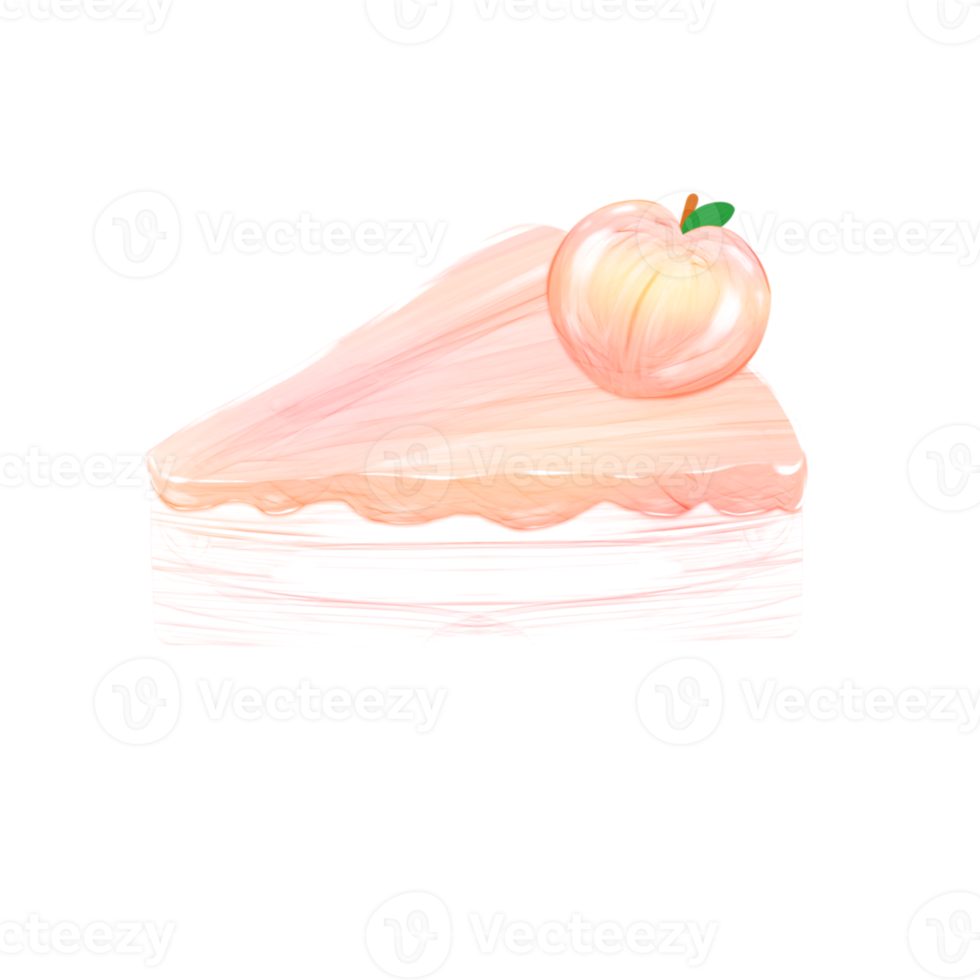 Cute peach cake stationary sticker oil painting png