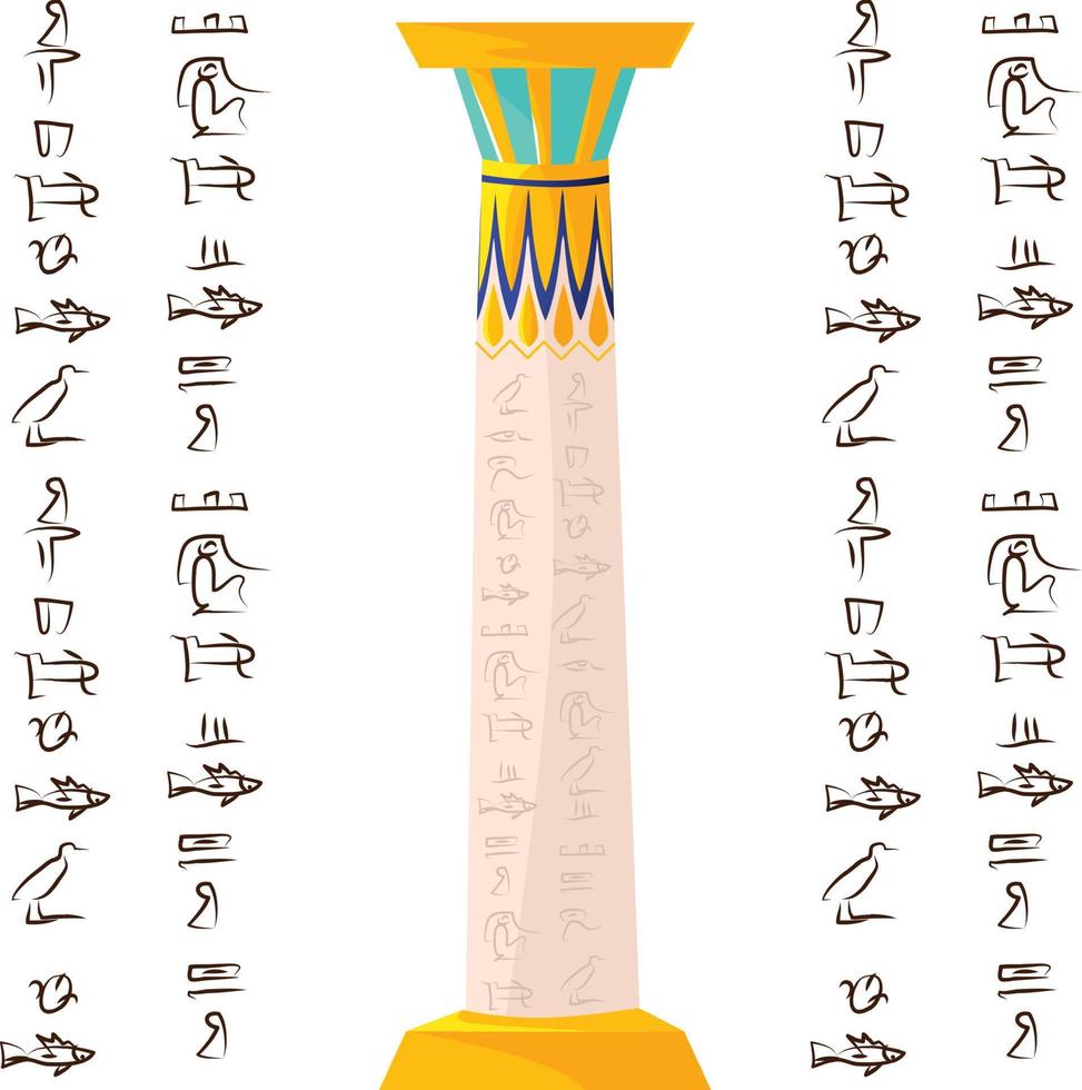 Ancient Egypt white temple column or stone pillar vector