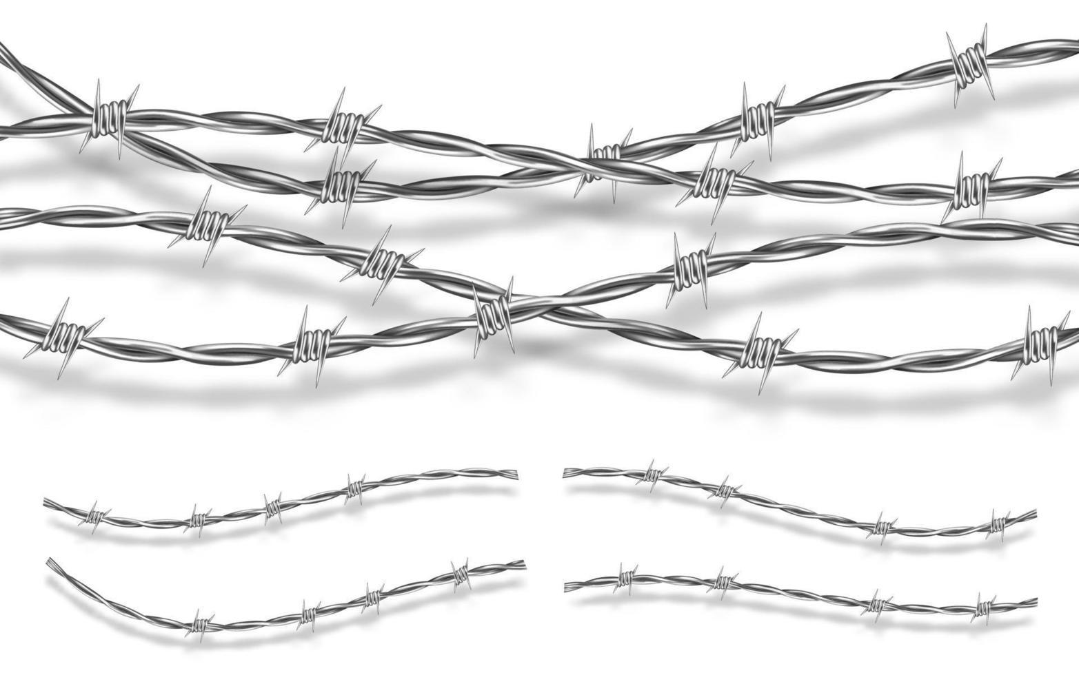 Metal steel barbed wire with thorns or spikes vector