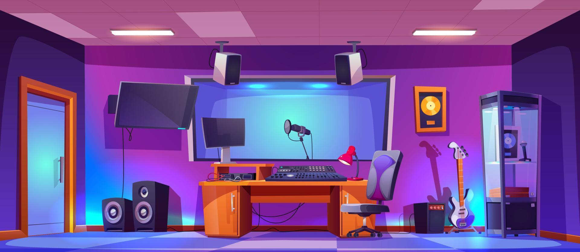 Professional music record studio room interior vector