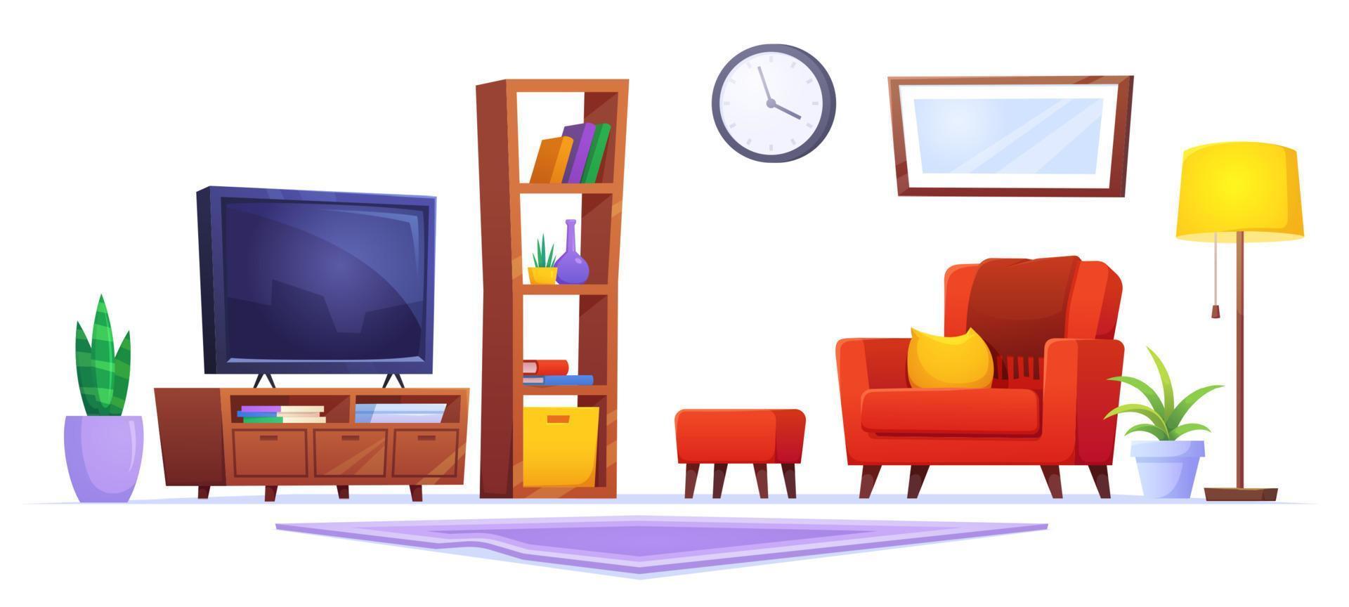 Living room interior isolated furniture tv set 21493992 Vector Art at