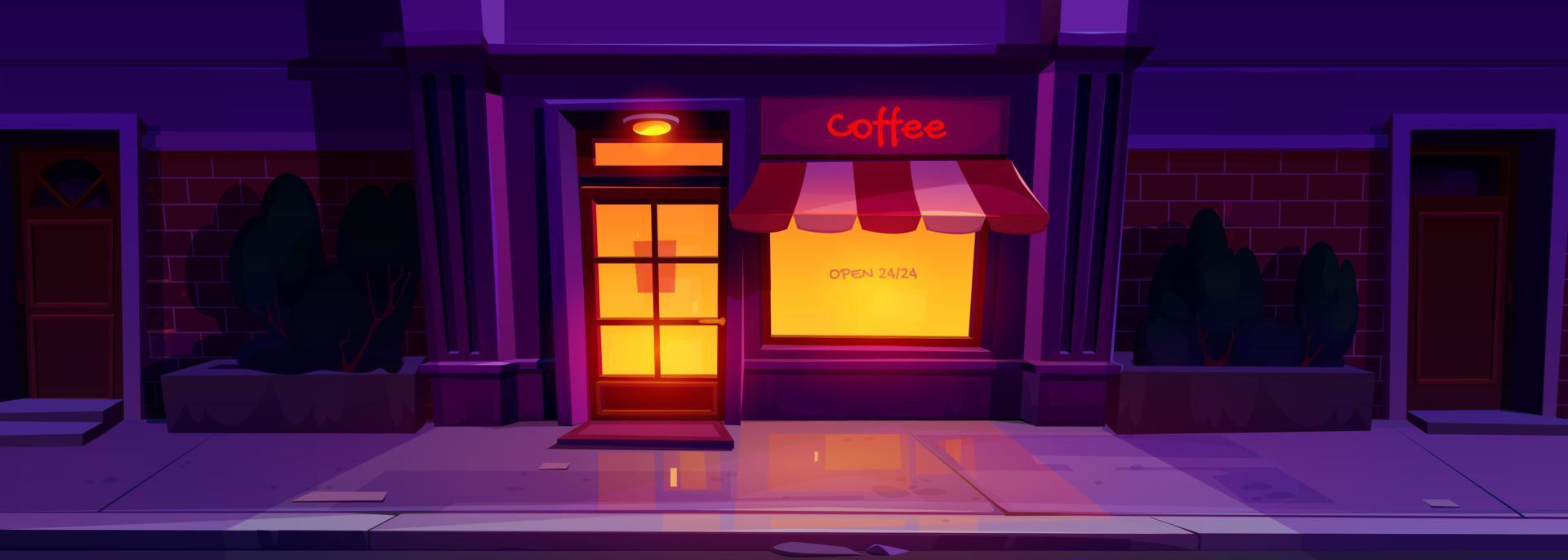Coffee shop or cafe entrance at night vector