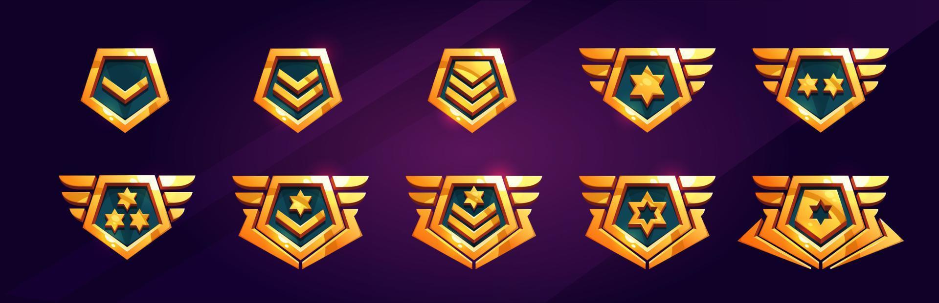 Cartoon set of game rank badge vector