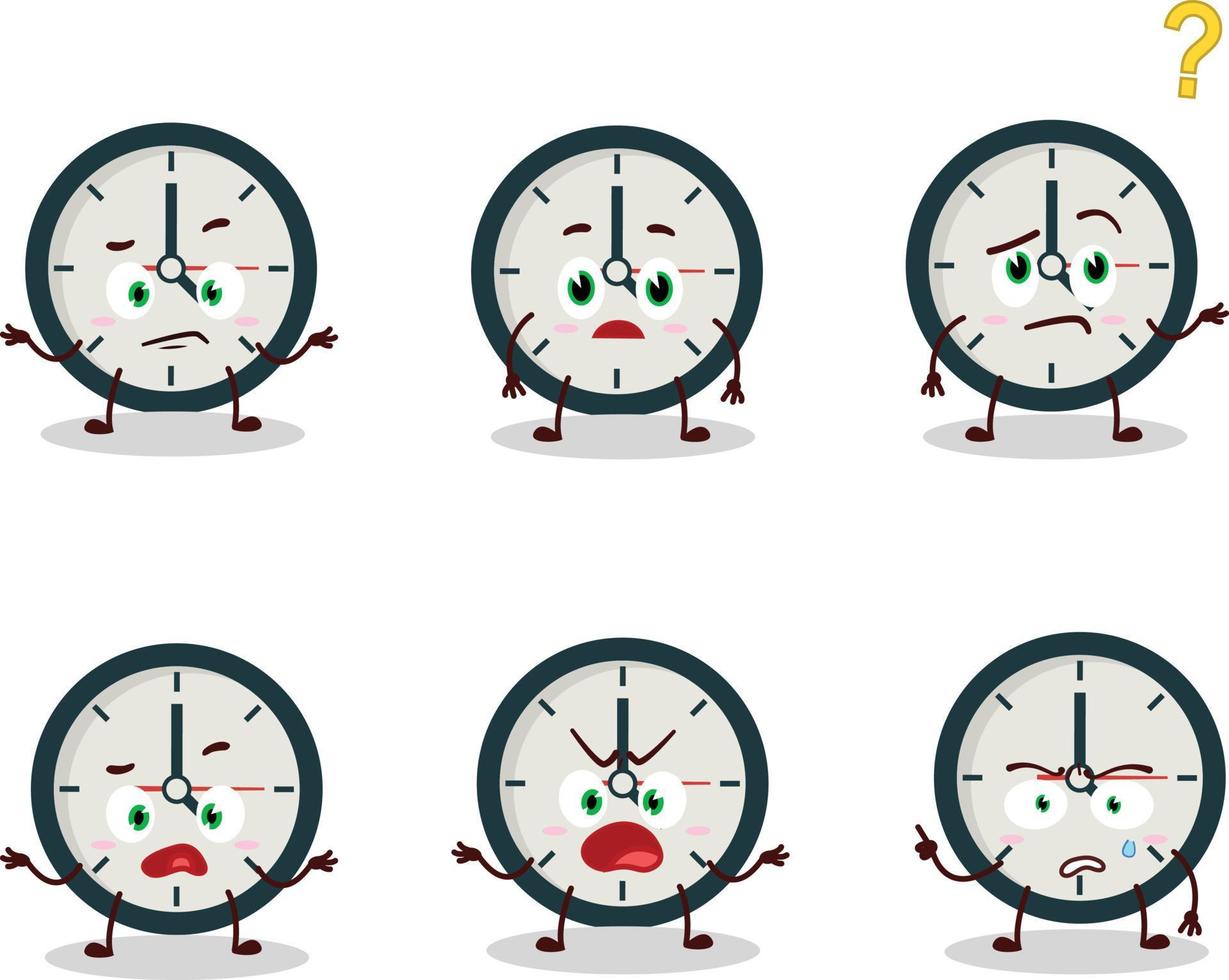 dibujos animados personaje de reloj con qué expresión vector