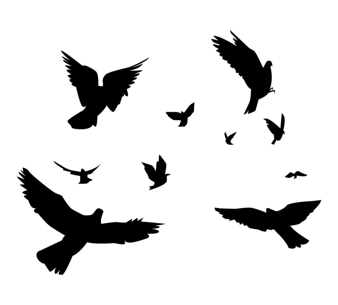 flocks of flying birds. vector illustration.